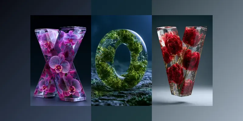 Luminous Glass Flora Typography generated by undefined