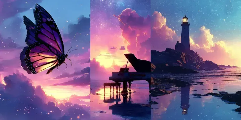 Lofi Anime Sunset Dream Paintings generated by undefined