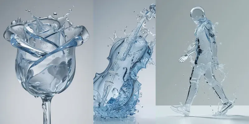 Liquid Water Sculptures Hyperrealistic generated by undefined