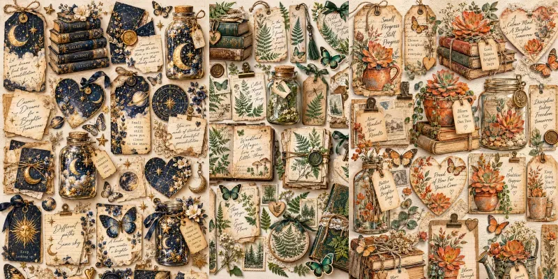 Vintage Botanical Ephemera Journal Kit