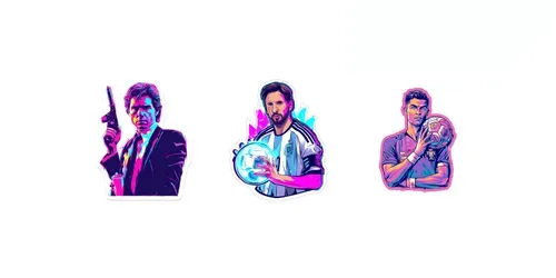 Gta Neon Style Celebrity Stickers generated by midjourney