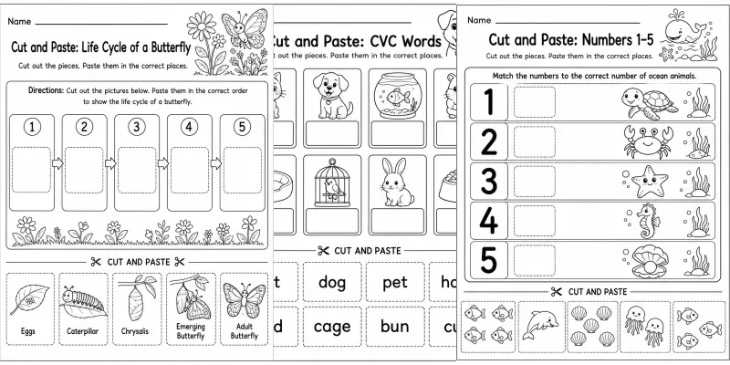 Cutandpaste Kids Worksheet Generator generated by undefined