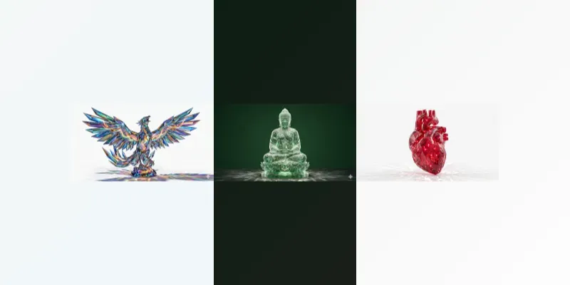 Premium Crystal Glass 3D Renders generated by undefined
