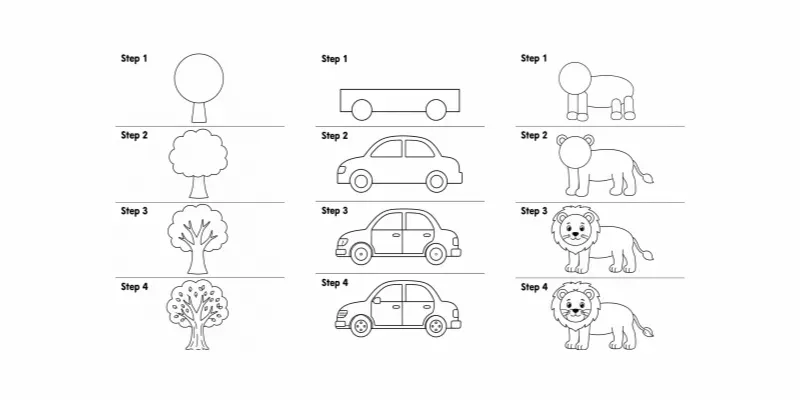 4step Kids Drawing Worksheets generated by undefined
