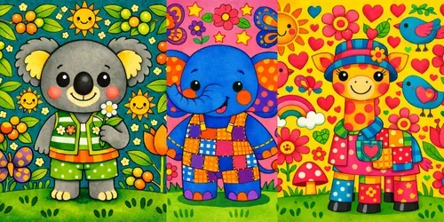 Modern Folk Art Animals Whimsical 2D generated by chatgpt-image