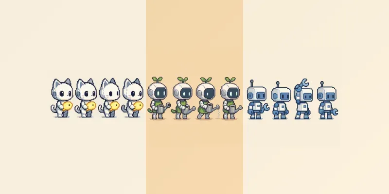 Cute Anime Robot Sprite Sheets generated by undefined