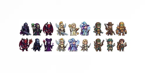16bit RPG Character Sprite Set Studios generated by gemini-image