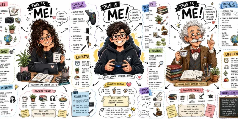 Sketchnote Selfie Character Packs generated by undefined