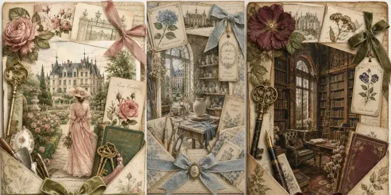 French Castle Journaling Card Ephemera generated by undefined