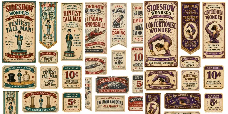 Circus Sideshow Wonders Vintage Ephemera generated by undefined