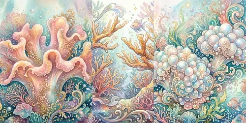 Dreamy Fantasy Watercolor Coral Reefs generated by gemini-image