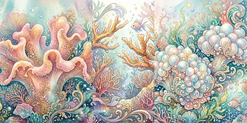 Dreamy Fantasy Watercolor Coral Reefs generated by undefined