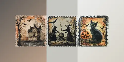 Modern Vintage Halloween Stamps generated by midjourney