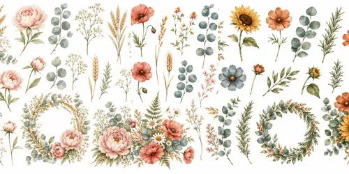 Boho Watercolor Floral Clipart Designs generated by chatgpt-image