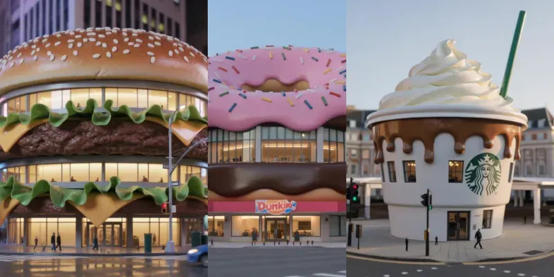 Giant Food Shaped Restaurant Buildings generated by undefined