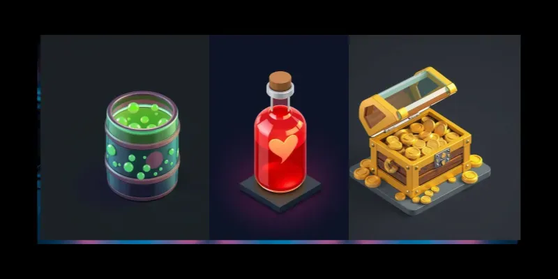 3D Isometric Crystal Game Assets generated by undefined