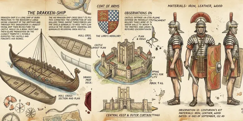 Detailed History Journal Sketches generated by undefined