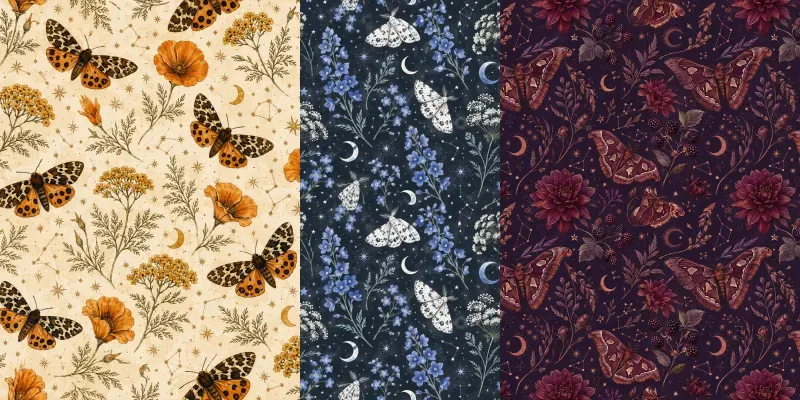Moth Wildflower Seamless Patterns generated by undefined