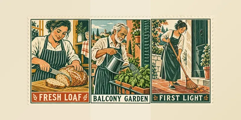 Everyday Ritual Linocut Postage Stamps
