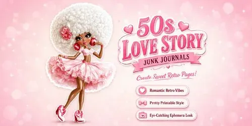 50s Love Story Junk Journals generated by midjourney