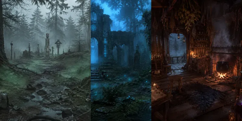Slavic Dark Fantasy Environments generated by undefined