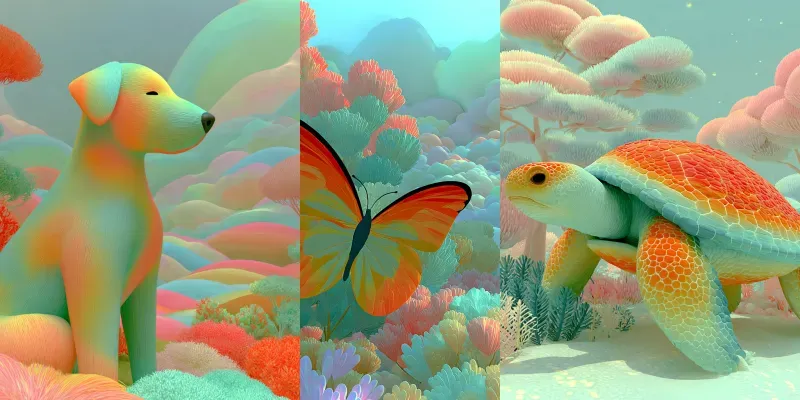 Soft Surreal 3D Toylike Pastel Renders generated by undefined