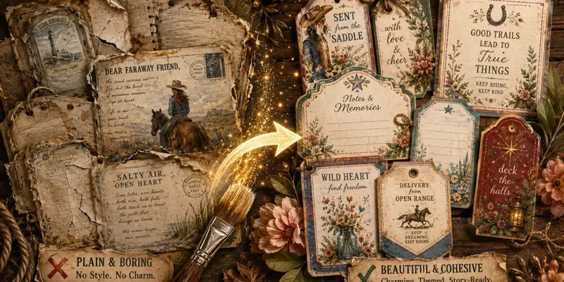 Western Tag Frame Label Journaling Cards generated by undefined