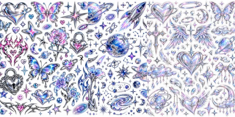 Y2k Chrome Sticker Sheet Generator