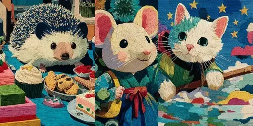 Embroidered Wool Storybook Magic Scenes generated by midjourney