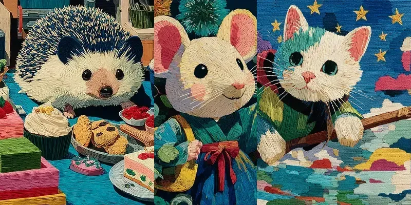 Embroidered Wool Storybook Magic Scenes generated by undefined