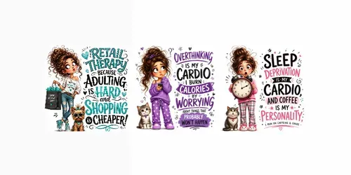 Funny Menopause Quote Character Posters generated by chatgpt-image