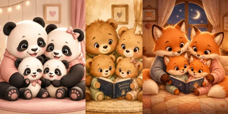 Cozy Family Chibi Scenes generated by undefined