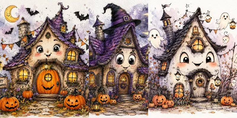 Whimsical Halloween Cottages generated by undefined