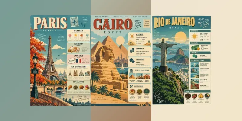 Vintage Travel Infographic Posters generated by undefined