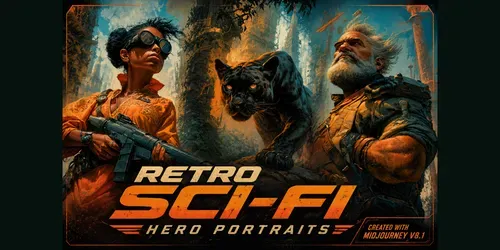 Retro Scifi Hero Portraits generated by midjourney