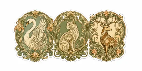 Art Nouveau Animal Sticker Cliparts generated by chatgpt-image