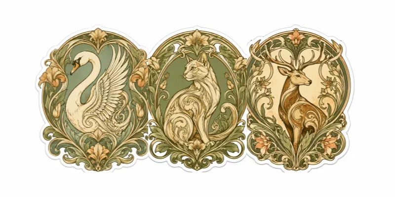 Art Nouveau Animal Sticker Cliparts generated by undefined