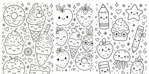 Kawaii Style Doodle Kids Coloring Pages generated by chatgpt-image