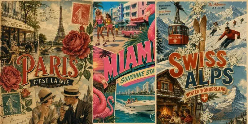 Vintage Travel Collage Posters generated by undefined