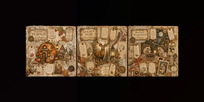Vintage Autumn Storybook Ephemera generated by undefined