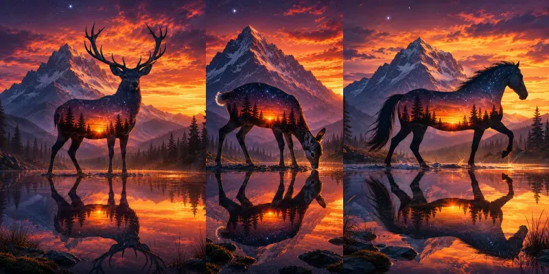Silhouette Reflections At Dusk generated by undefined