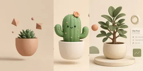 3D Minimalist Clay Plants Mockups generated by leonardo