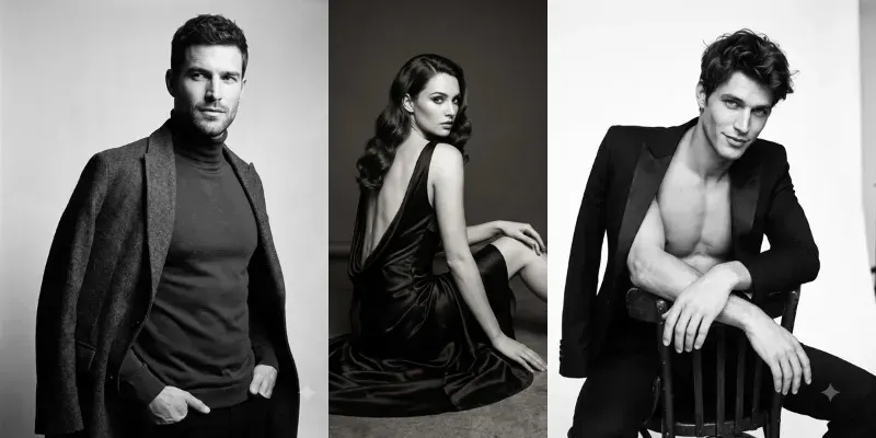 Monochromatic Fashion Portrait Photography generated by undefined