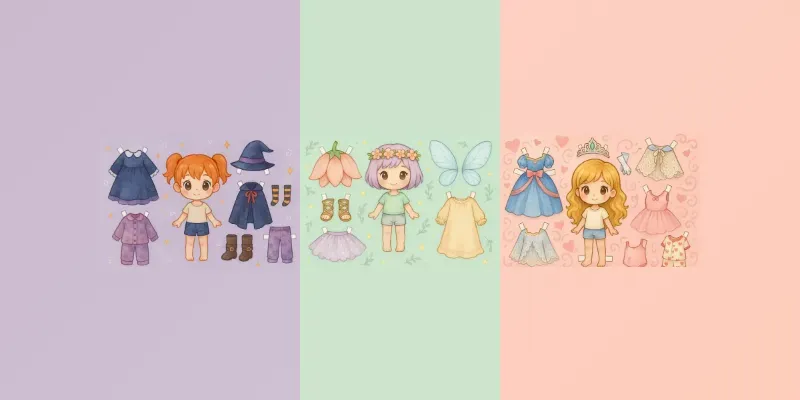 Cute Dress Up Paper Dolls Printable Sets generated by undefined