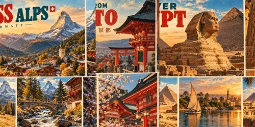 Vintage Heritage Travel Postcard Collages generated by chatgpt-image