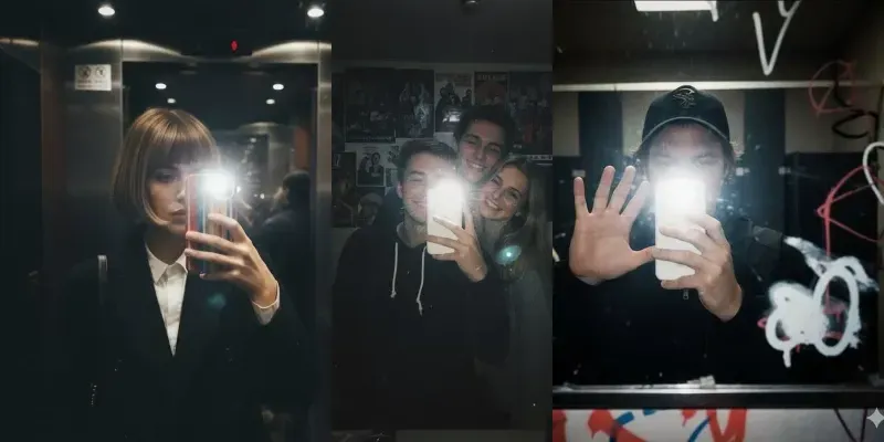 2010s Vintage Mirror Selfie Flashes generated by undefined