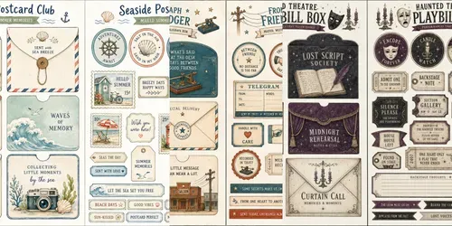 Two Page Junk Journal Ephemera Sets generated by chatgpt-image