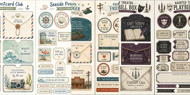 Two Page Junk Journal Ephemera Sets generated by undefined