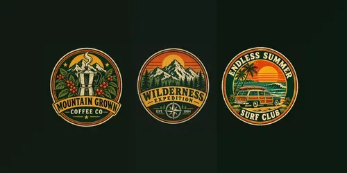 Vintage Badge Outdoor Adventure Logos generated by chatgpt-image