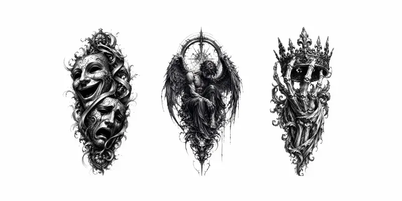 Dark Ink Tattoo Gothic Blackwork Designs generated by undefined